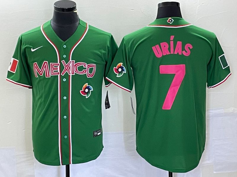 Men 2023 World Cub Mexico #7 Urias Green pink Nike MLB Jersey15->more jerseys->MLB Jersey